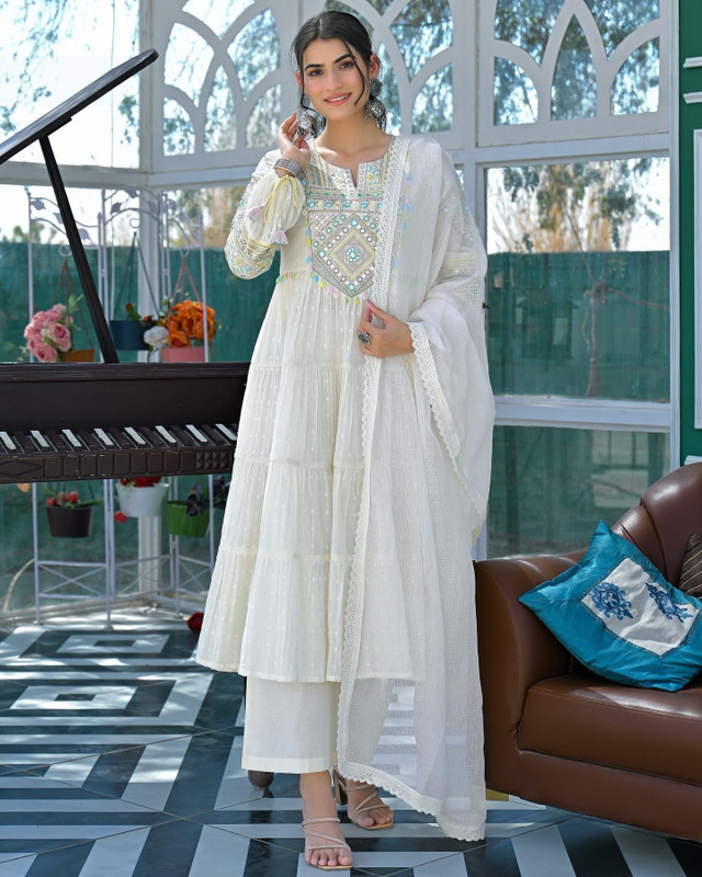 Hayati Enterprise Embroidered Kurta, Palazzo & Dupatta Set