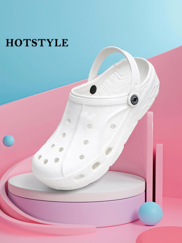 HOTSTYLE Men Clogs(White, White , 9)