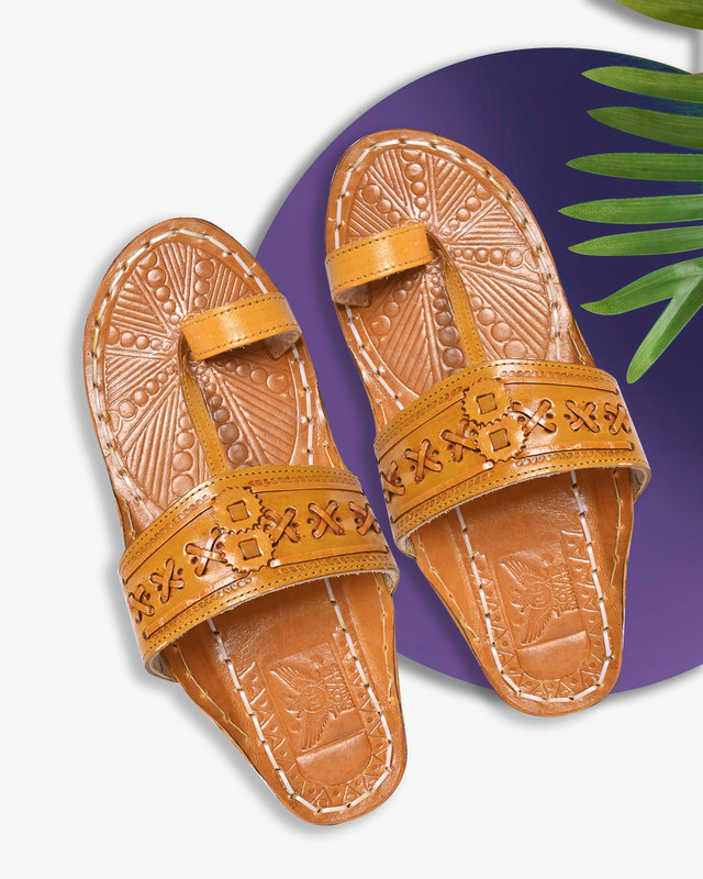 Royal Khwaab Kolhapuri Chappal Handcrafted 100% Genuine Leather Men Sandals(Brown , 9)