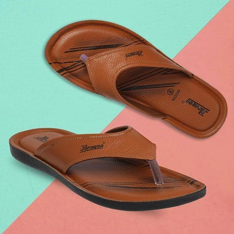 Paragon Paragon PUK2223G Men's Slip-on Tan Sandals for Men | Comfortable Sole & Durable Men Sandals(Tan , 9)