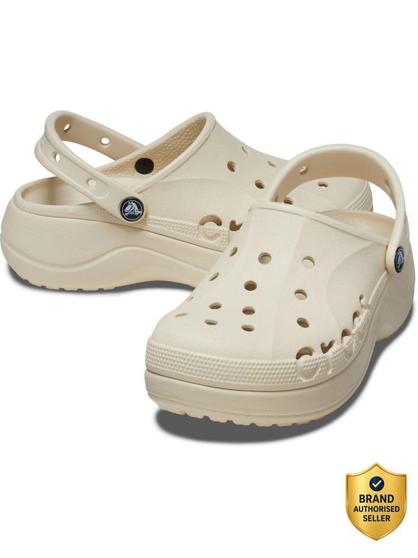 CROCS Baya Platform Women Clogs(Beige , 6 UK/India)