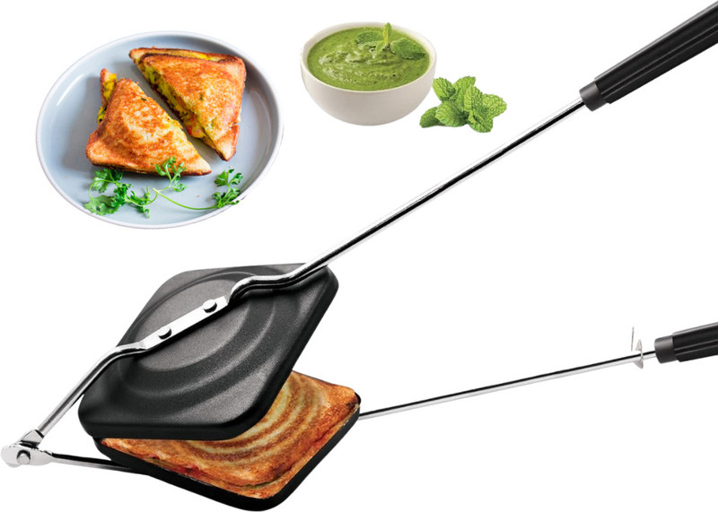 VedaChef by VedaChef Premium Classic Gas Toasters | Two Layer Non-Stick Coating | Aluminium Body | Toast Sandwich Maker(Black)