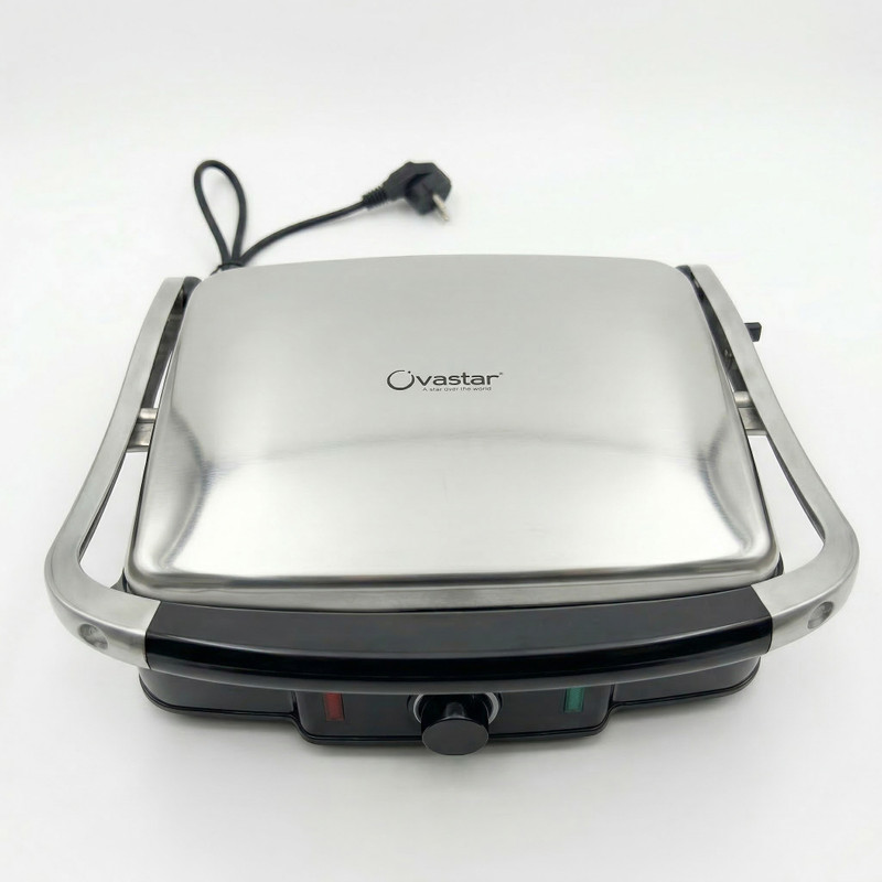 ovastar international Aeon Griller 2 Slice (Panninni Maker) with 180 Degree Rotation Grill, Open Grill(Black)