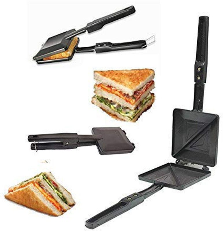IDEAL PRIME DUrable Aluminium Non Stick 2 Slice Sandwich Maker Silicone Brush Combo Set Toast Sandwich Maker(Black)