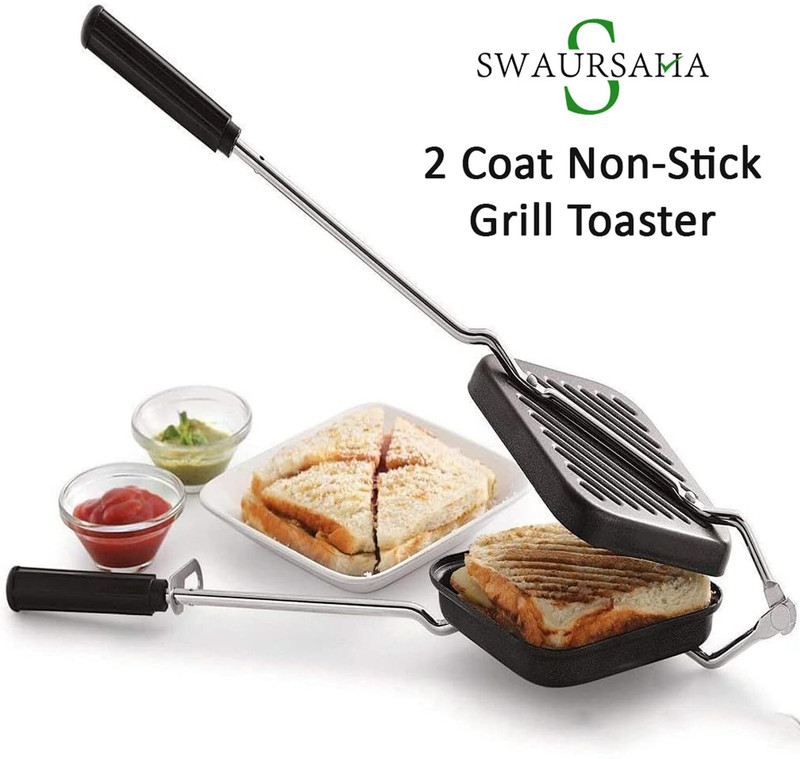 SWAURSAHA by SWAURSAHA Non-Stick Grill Sandwich Toaster with SS Wire Dishwashing Scrubber Gloves (1 Pc) Grill Sandwich Maker(Black)