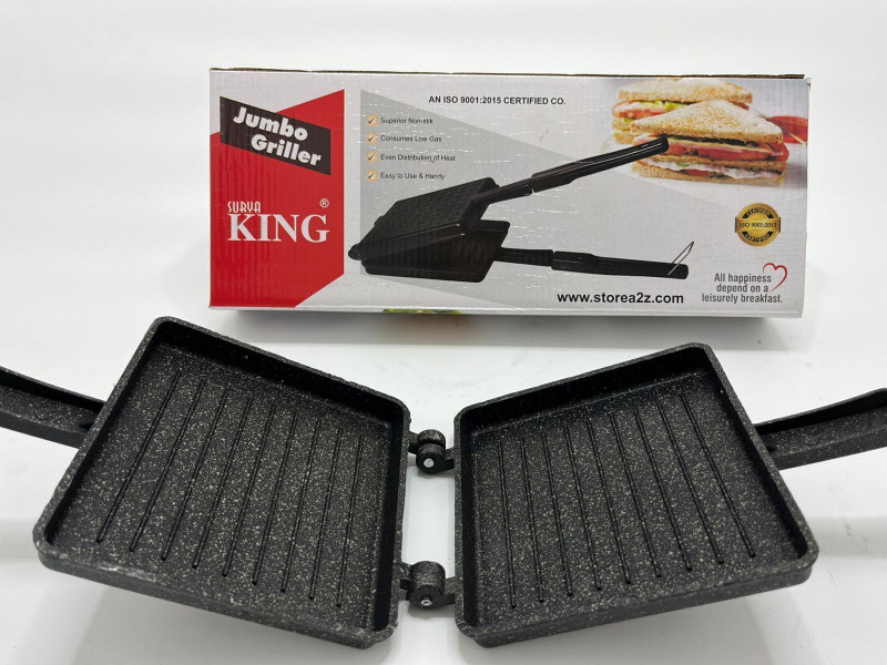 Surya King aluminium Non-stick toast sandwich maker (Jumbo Sandwich Toaster) Open Grill Sandwich Maker(Black)