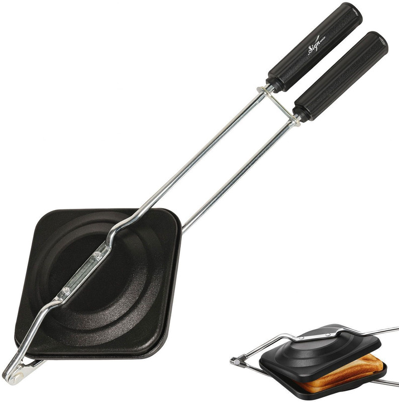 WALLBERRIE Gas Sandwich maker, non-electric with non-stick coating Toast Sandwich Maker(Black)