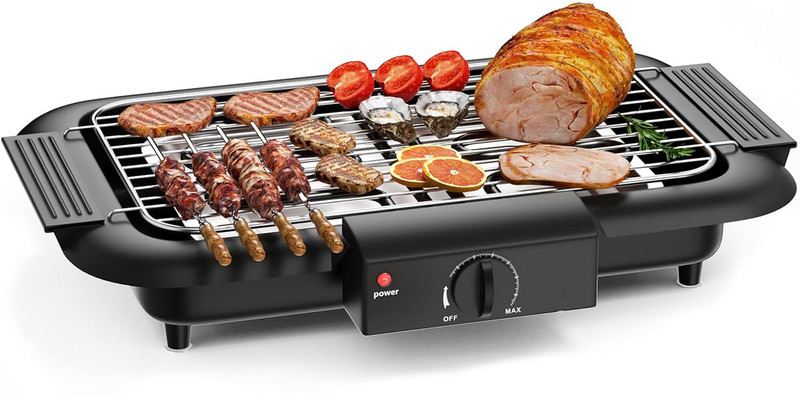 Style Homez BAR-BQ40, 2000W Double Tube Electric Non-Stick Smokeless Indoor Barbeque Open Grill Sandwich Maker(Black, Silver)