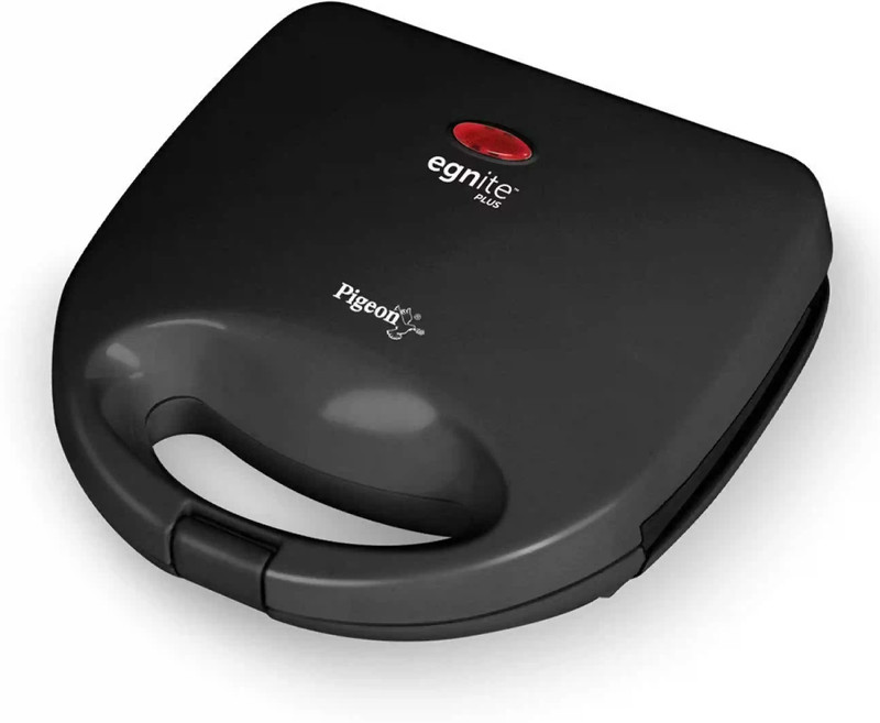 Pigeon Egnite Plus Bread Sandwich Maker with Aluminium Nonstick Coated Fixed Plates Grill (Black)