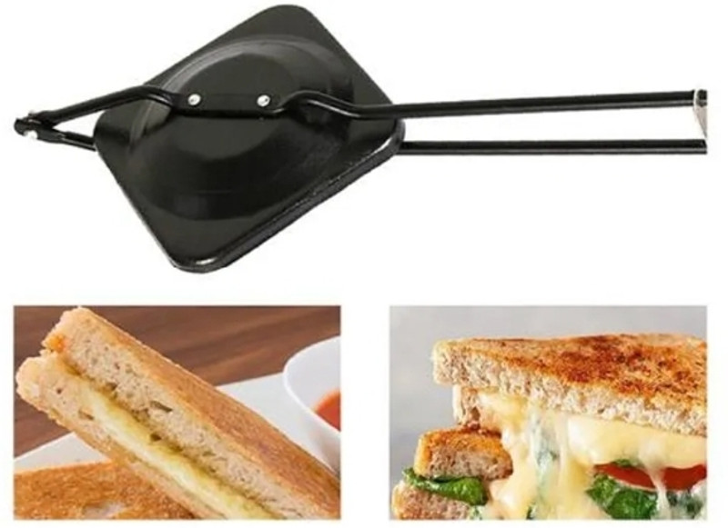 Zodex Square Grill Toaster Sandwich Toast //Non-Stick Aluminium Mini Gas Toaster | Grill Sandwich Maker(Black)