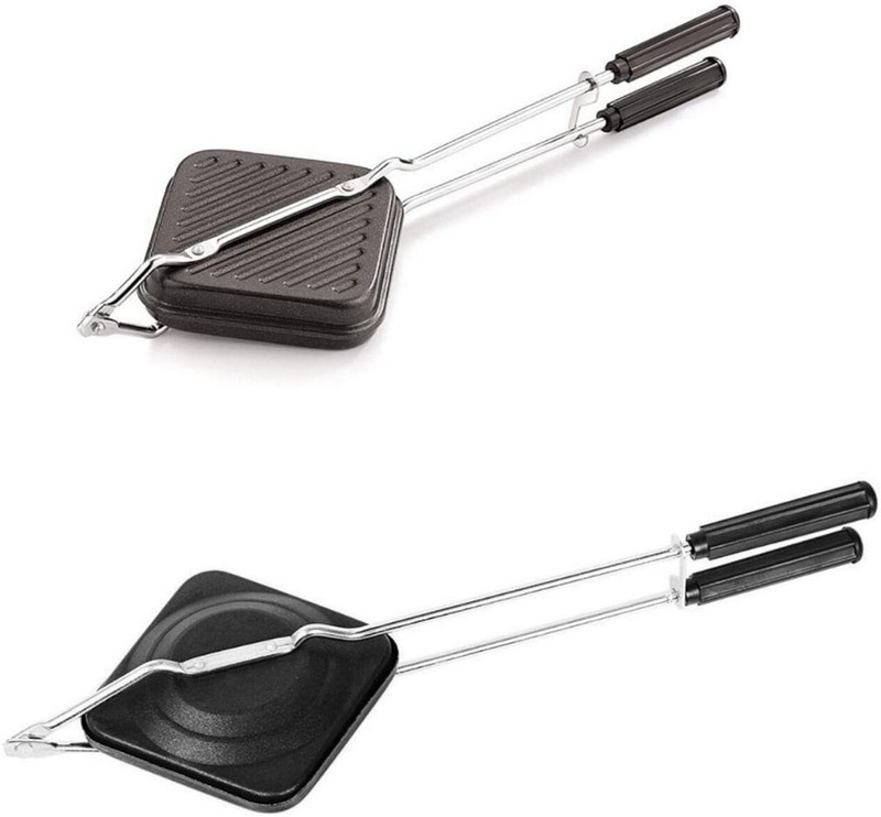 Masox Store Multi Style Sandwich Maker Combo for Gas with Grill and Regular Toast Grill, Toast(Black)