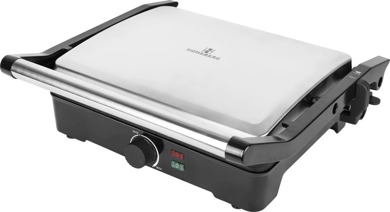 Homeberg by homeberg Non-Stick Cooking Surface 4 Slice Tandoor & Grill Maker 2000W -HSG737 Open Grill Sandwich Maker(Silver, Black)