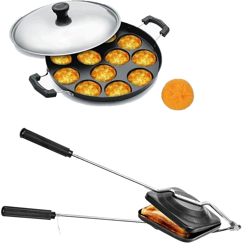 RBGIIT Appam Patra Maker, Litti Maker Gas Stove Compatible Regular Sandwich Maker K1 Toast Sandwich Maker(Grey)
