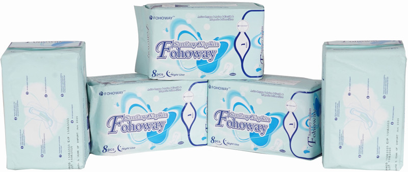 fohoway Activeoxygen & NEGATIVEION SOFT COTTEN SANITARY NAPKIN Night (8Pcs) (Pack of 5) Sanitary Pad(Pack of 40)