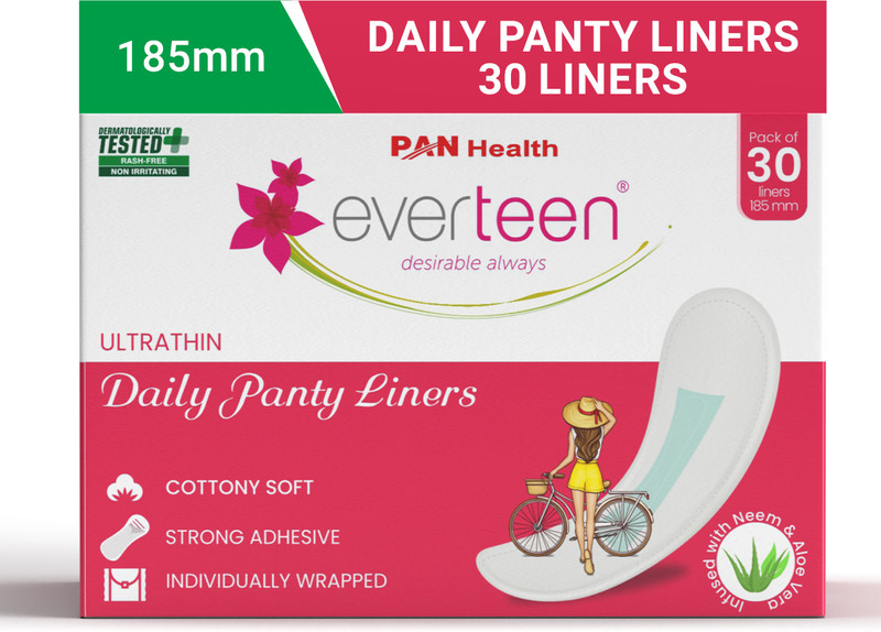 everteen Panty Liners for Women, 185mm Long for Discharge & Spotting, Soft & Comfortable Pantyliner(Pack of 30)