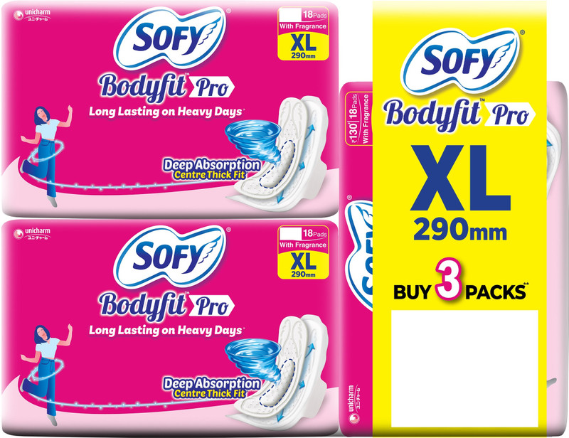 SOFY Bodyfit Pro XL 18*3P Sanitary Pad(Pack of 54)