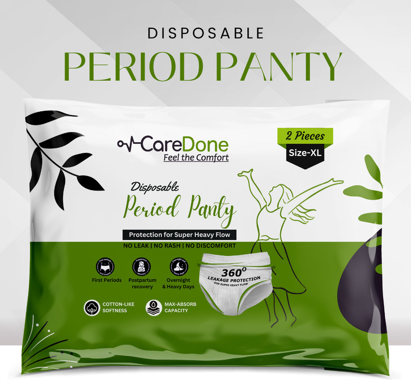 CareDone Disposable Overnight Period Panties for Women | 360 degree coverage Sanitary Pad(Pack of 2)