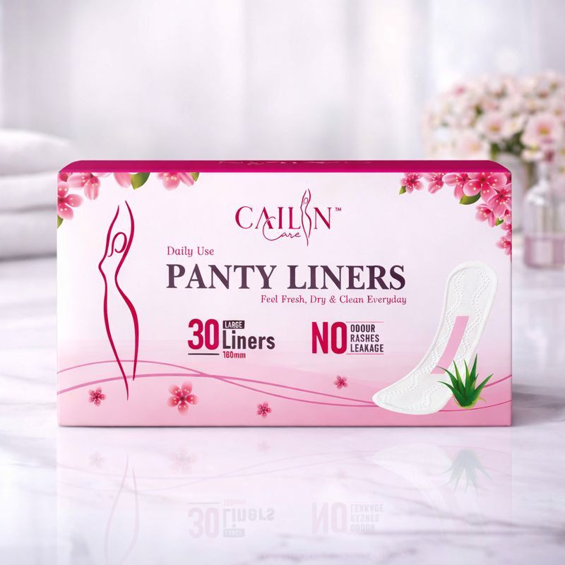 Cailin Care Pure Cotton Ultra Thin Anion Chip Daily Use (Size - 180mm|Large) Tryfold Pantyliner(Pack of 30)