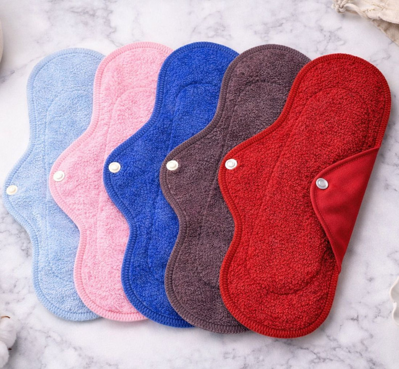 AAKAV Reusable Organic Cotton Menstrual Pads Natural-Organic Sanitary Pad(Pack of 5)