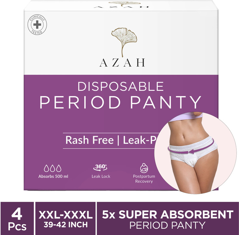 AZAH Period Panty Pad |XL-XXL (36-37 inch)| 5X Super Absorbent Panties | Sanitary Pad(Pack of 5)