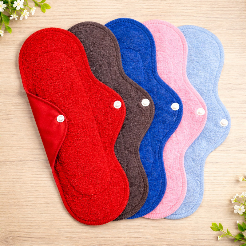 AAKAV Eco-Friendly Hygiene Reusable Cloth Menstrual Napkins Sanitary Pad(Pack of 5)