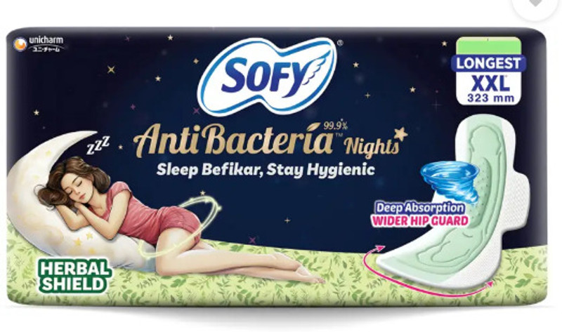 SOFY New Antibactira nights sleep befikar,stay Higinic xxl 15+15 pad pack of 2 Sanitary Pad(Pack of 2)