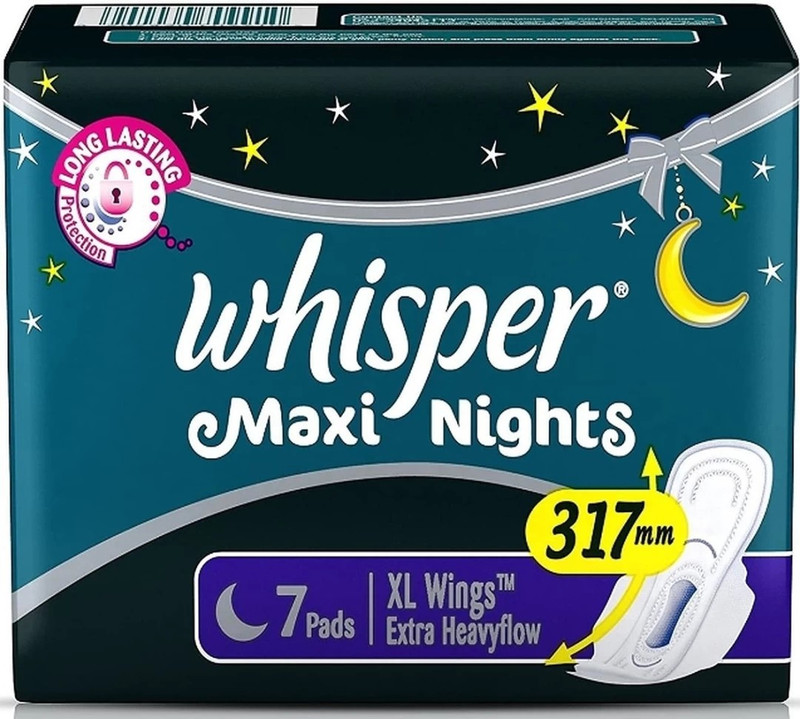 Whisper Maxi Nights Sanitary Pads, Xl (Pack of 7) Napkin Sanitary Pad