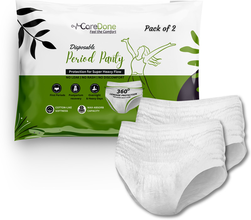 CareDone Women Hygiene Large Disposable Period Panties for Women Full Coverage Protection Sanitary Pad(Pack of 2)