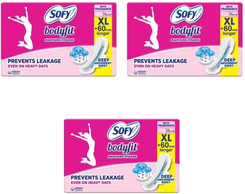 SOFY Bodyfit Extra Large AntiBActiria Sanitary Pad(Pack of 9)