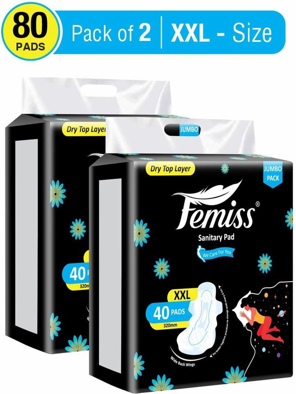 Femiss Sanitary Pads for Women and Girls Trifold pads(XXXL-Size, 320 MM,( 40 Pads Each) Sanitary Pad(Pack of 2)