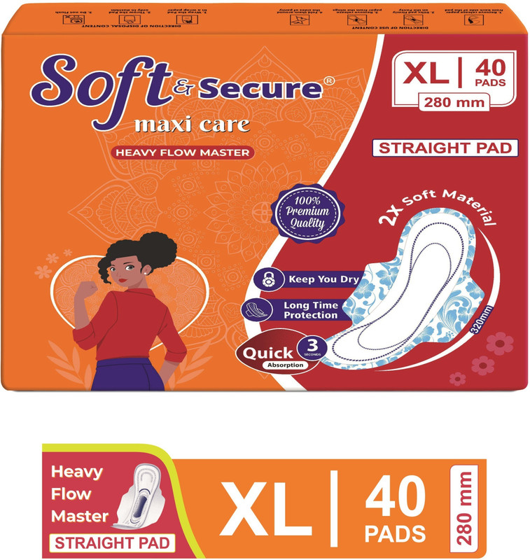 Paree Soft & Rash Free XL With 3 Seconds Absorption for Heavy Flow Sanitary Pad(Pack of 40)