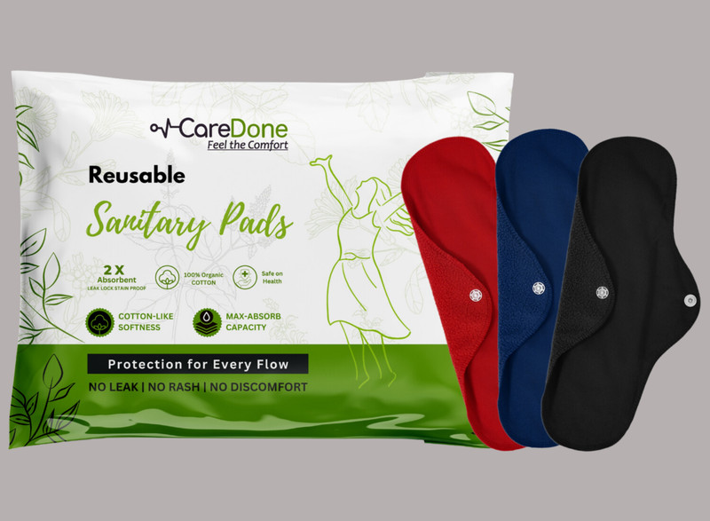 CareDone Soft and Breathable Organic Cotton Pads for Maximum Protection Sanitary Pad(Pack of 3)