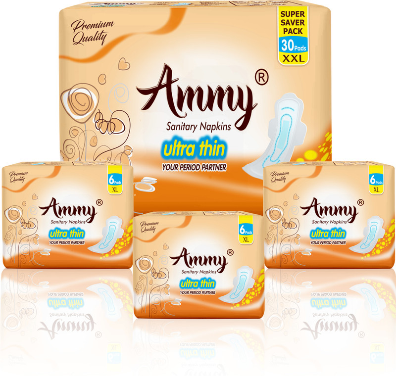 Ammy Ultra Thin Day and Night, 30 Pieces XXL(Heavy Flow) 18 Pcs XL(Regular) Sanitary Pad(Pack of 48)