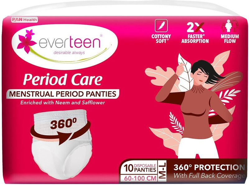 everteen Disposable Menstrual Period Panties12 Hr Leak Proof L-XL(Pack of 10) Sanitary Pad
