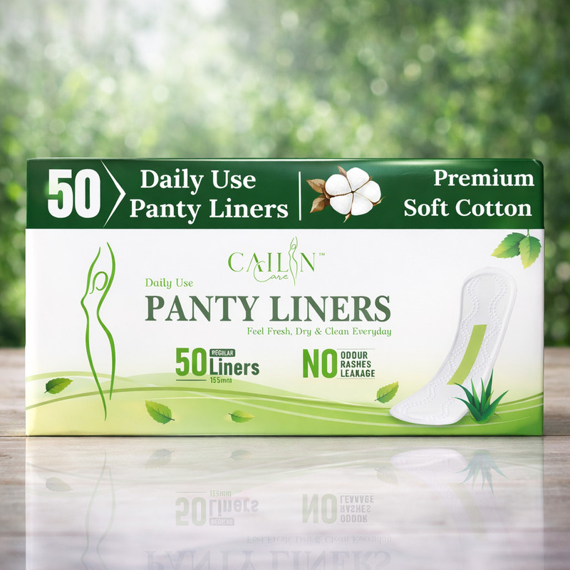 Cailin Care Daily Use Anion Chip Good Quality (Size - 155mm|Regular) Tryfold Pantyliner(Pack of 50)