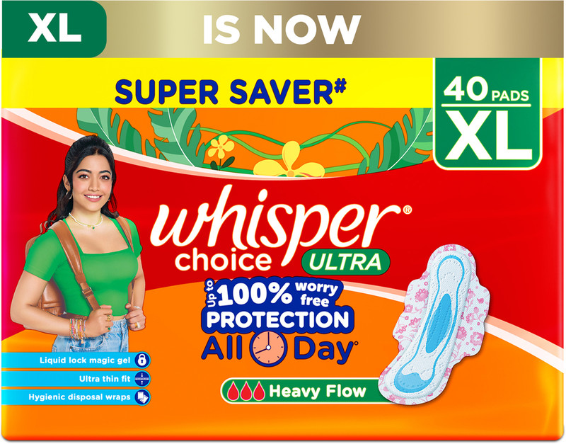 Whisper CHOICE ULTRA XL, UPTO 100% STAIN PROTECTION ALL DAY Sanitary Pad(Pack of 40)