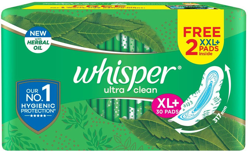 Whisper ULTRA hygiene + comfort 317 mm XL Plus – 30 Sanitary Pad (Pack of 30)