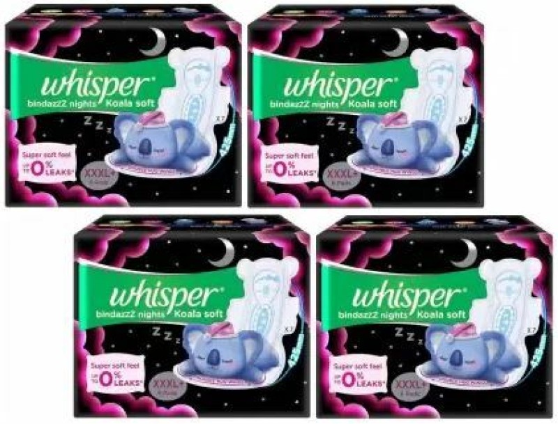Whisper Sanitary Pads for Women, XXXL+ 8+8+8+8 Napkins Sanitary Pad (Pack of 8) Sanitary Pad  (Pack of 32)