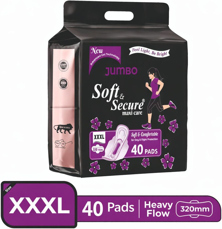 soft & secure Jumbo XXXL Size Cover Sanitary Pad For Heavy Flow Sanitary Pad(Pack of 40)