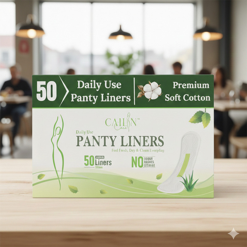 Cailin Care Aloevera Based Cottony Daily Use Ultra Thin Anion Chip (Size - 155mm|Regular) Pantyliner(Pack of 50)