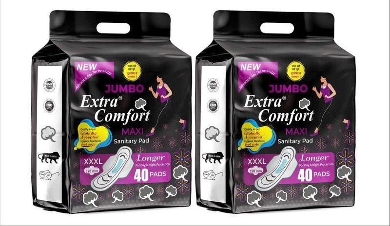 Extra Comfort 80 PCS Jumbo Sanitary 100% Natural Cotton Pad leakage Proof Sanitary Napkins Sanitary Pad(Pack of 80)