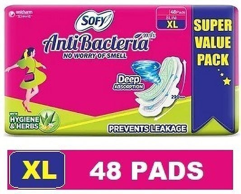 SOFY Antibacteria Extra Large Pads with Wings - XL 48 Sanitary Pad(Pack of 48)