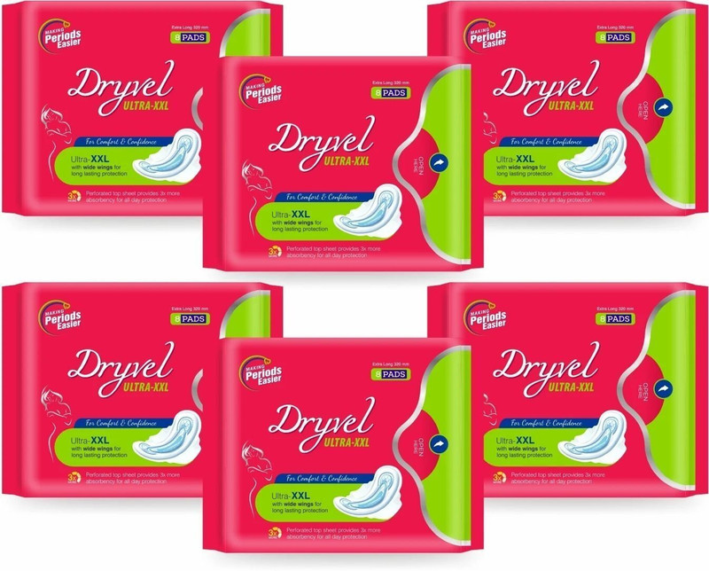 Dryvel Ultra-XXL | 320mm Extra Long with Wide Wings | 3X Absorbency Sanitary Pad