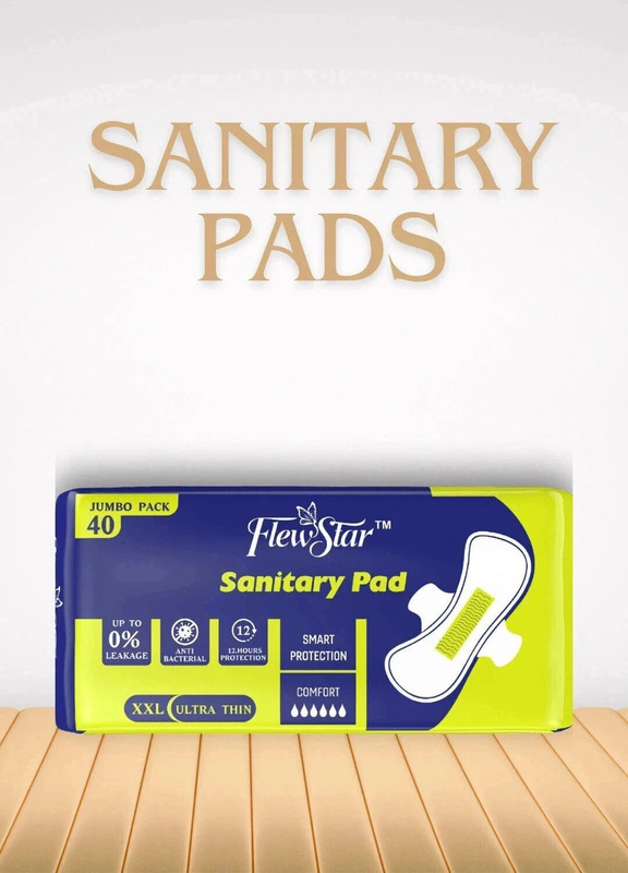 Flewstar Sanitary Pad 12-Hour Anti-Bacterial, Zero% Leakage(Pack Of 1) Sanitary Pad(Pack of 40)