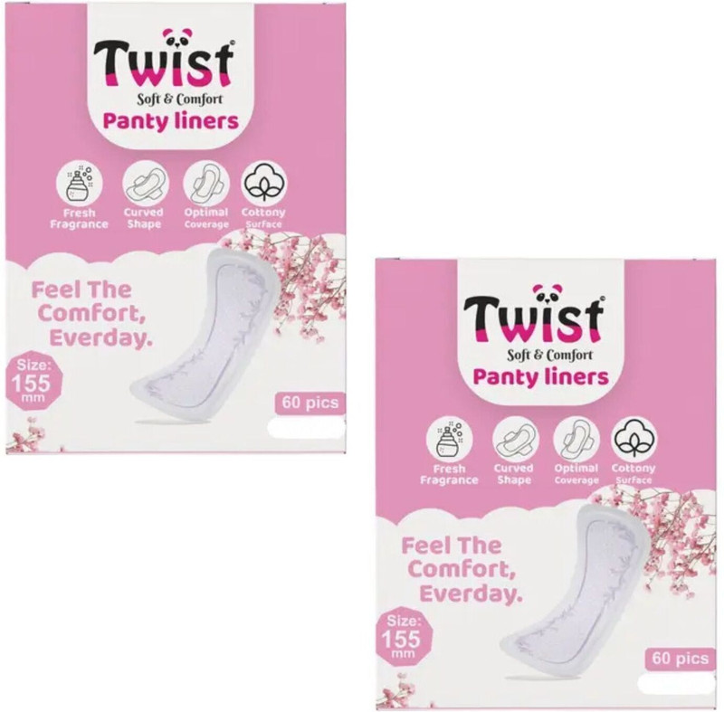 Twist Soft & Comfort 155mm Panty Liners (60 pcs) Pack of 2 Pantyliner(Pack of 2)