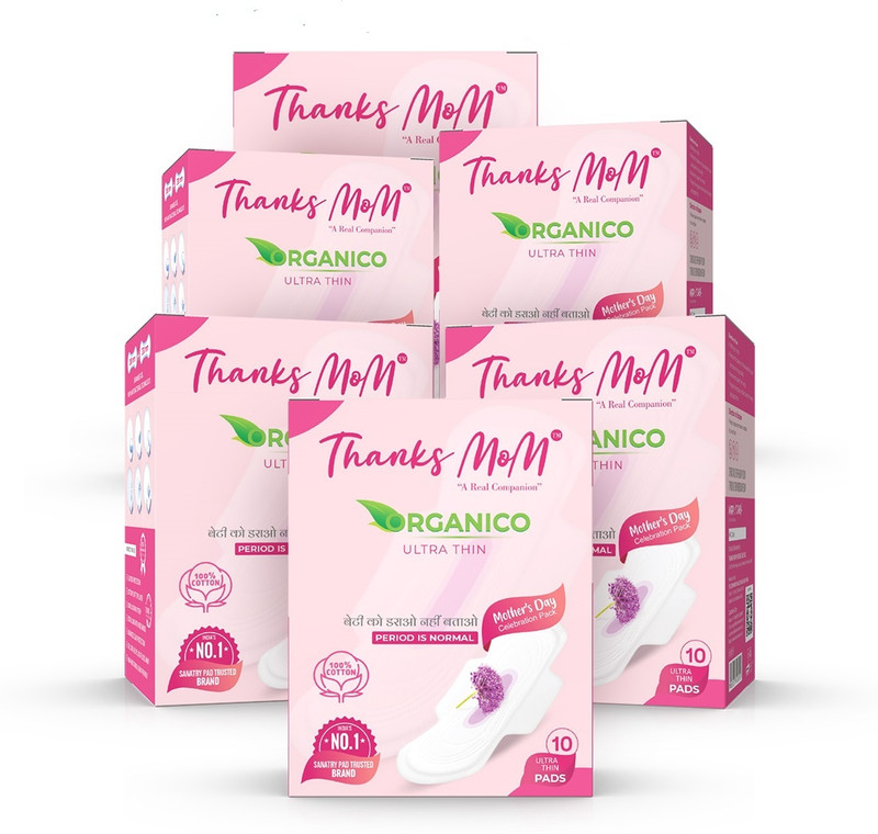 Thanks mom Organico ultra thin soft cotton anti rash XXL pads combo of 3 box Sanitary Pad(Pack of 3)