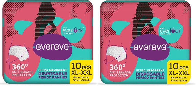 EverEve Ultra Absorbent, Heavy Flow Disposable Period Panties Size - XL-XXL/e Sanitary Pad
