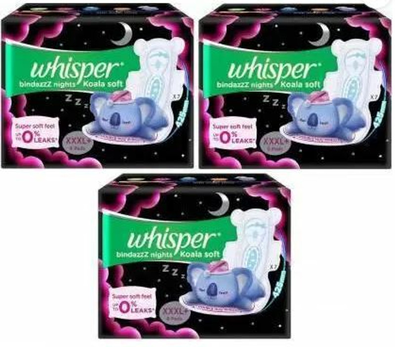 Whisper Sanitary Pads for Women, XXXL+ 8+8+8 Napkins Sanitary Pad (Pack of 8) Sanitary Pad (Pack of 24)