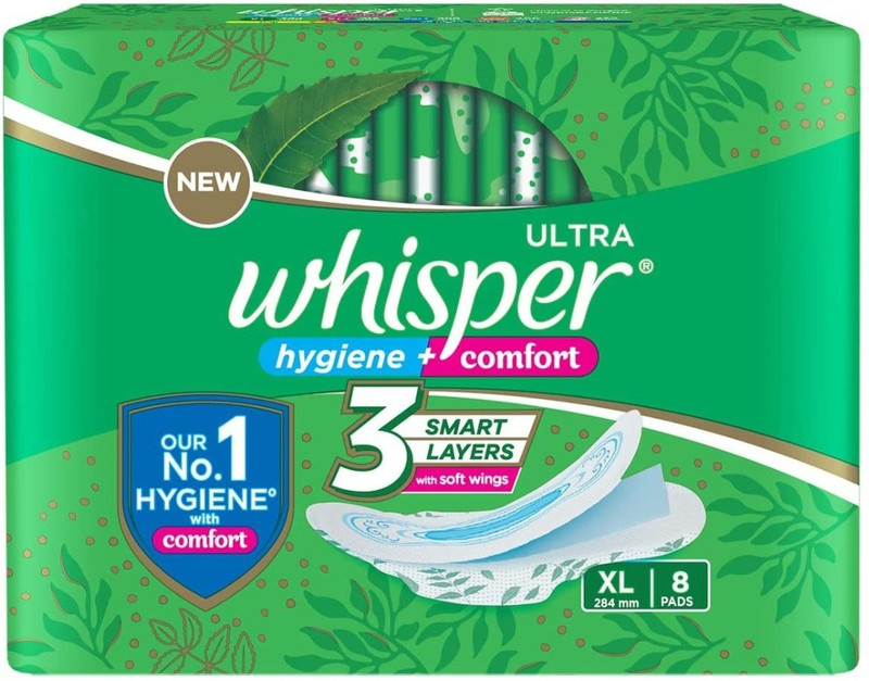 Whisper ULTRA hygiene + comfort 284 mm XL – 8 Sanitary Pad (Pack of 8)