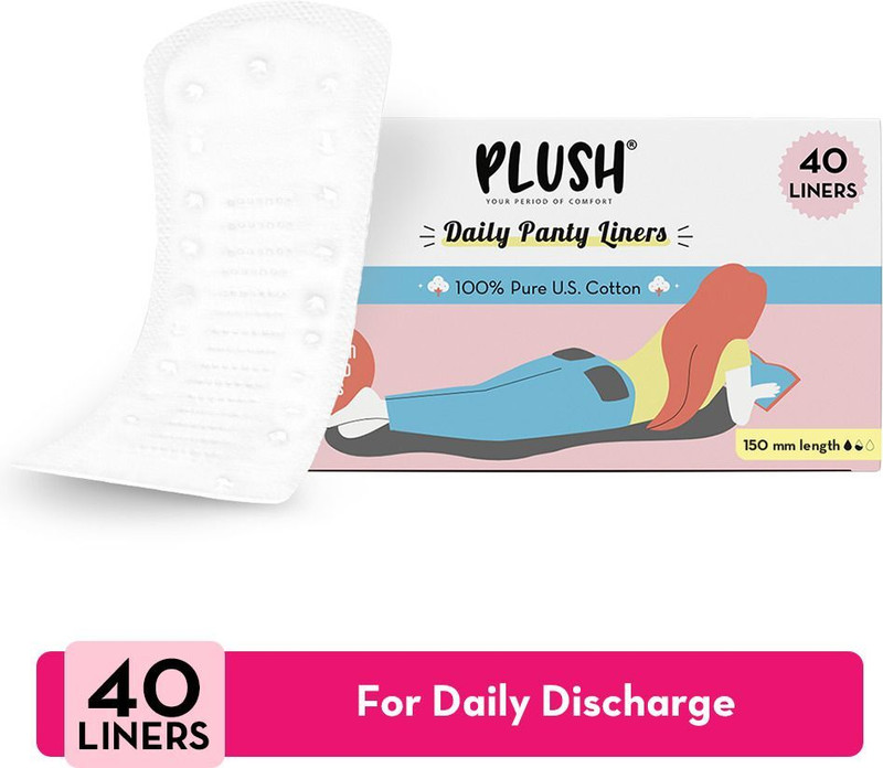 PLUSH Daily U.S Cotton -150mm | 1mm Thin &100% Rash Free Pantyliner(Pack of 40)